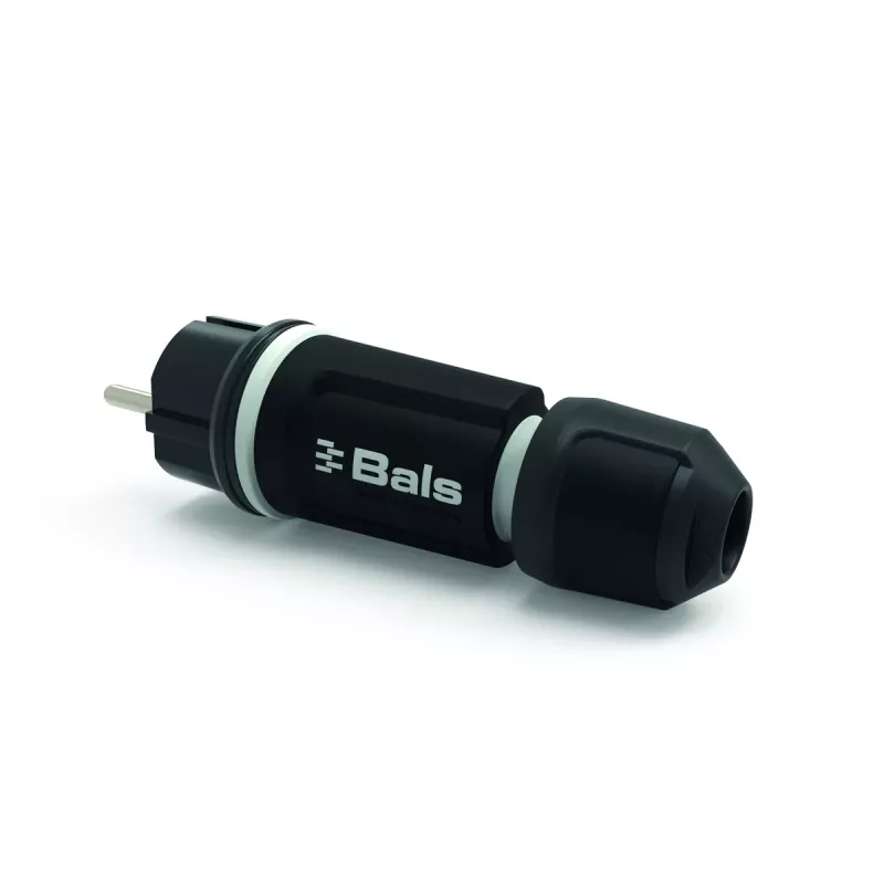 BALS 7371-1 Schuko konektor samec 16A 3p 250V IP54 čierny guma