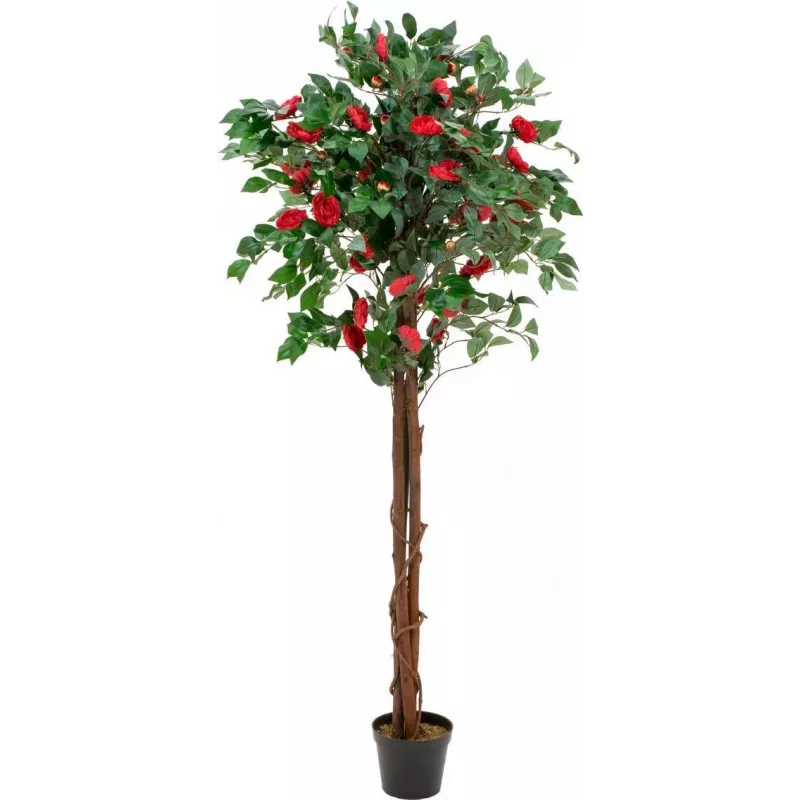 EUROPALMS kaméliový strom červený s kvetináčom, umelá rastlina, 180 cm 82507226