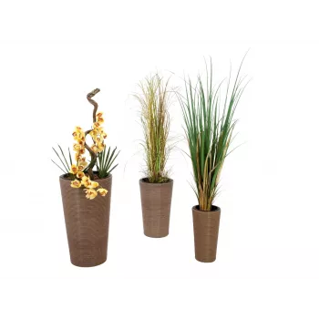 EUROPALMS India Dekoratívna sada kvetináčov, 3 veľkosti, sivý kameň look, interiér/exteriér 83011268