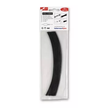 HellermannTyton HIS-3-BAG-1.5/0.5 teplom zmršťovacia bužírka 3:1, čierna, 1,5 mm až 0,5 mm, 20 cm, 10 ks 308-30151