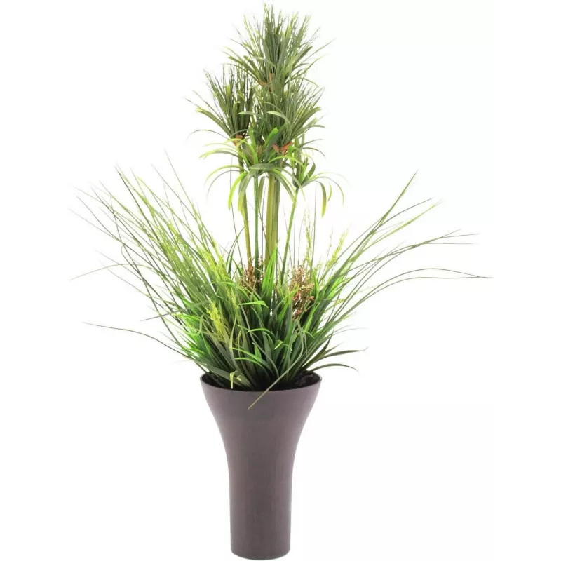 EUROPALMS aranžmán umelej trávy, 90 cm, zelený, v čiernom kvetináči 82600137