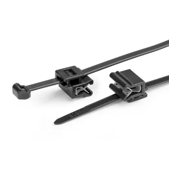 HellermannTyton T50ROSEC5A-PA66W-BK káblová spona s klipom, 200 mm x 4,6 mm, čierna, 100 kusov 156-03219