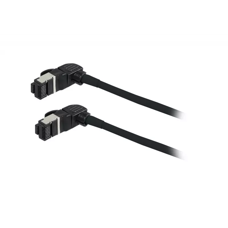 SYNERGY21 S218115 CAT6A S/FTP Slim patch kábel, RJ45, 2m, čierny, 500MHz, LSZH, otočný konektor
