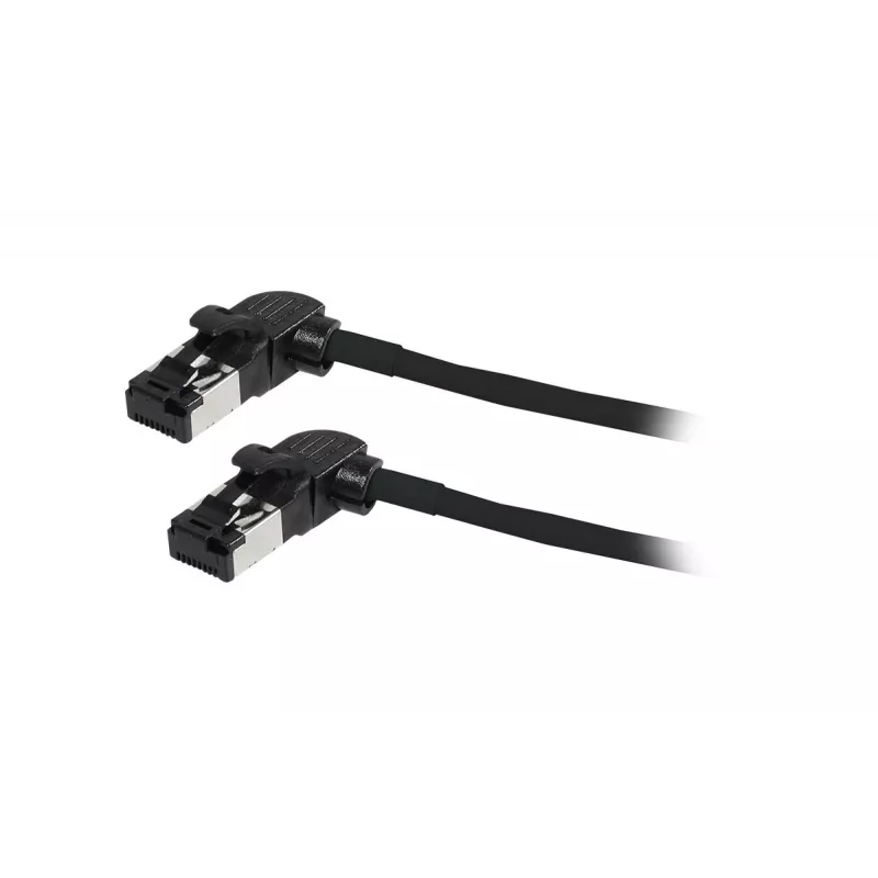 SYNERGY21 S218115 CAT6A S/FTP Slim patch kábel, RJ45, 2m, čierny, 500MHz, LSZH, otočný konektor