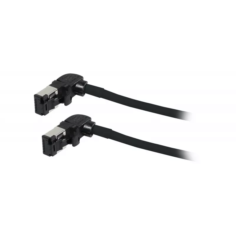 SYNERGY21 S218115 CAT6A S/FTP Slim patch kábel, RJ45, 2m, čierny, 500MHz, LSZH, otočný konektor