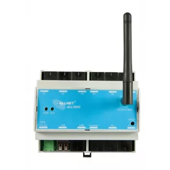 ALLNET ALL3505v2 IP kontrolér automatizácie budov s 8 senzorovými portami, montáž na DIN lištu