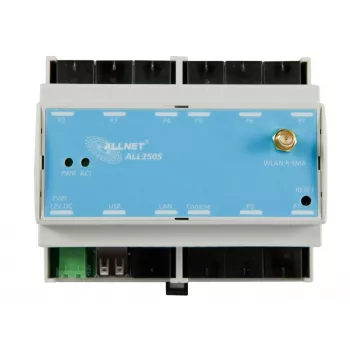 ALLNET ALL3505v2 IP kontrolér automatizácie budov s 8 senzorovými portami, montáž na DIN lištu