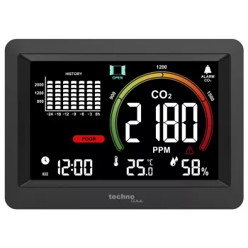 Technoline WL1028 CO2 monitor monitor kvality ovzdušia s alarmom čierny