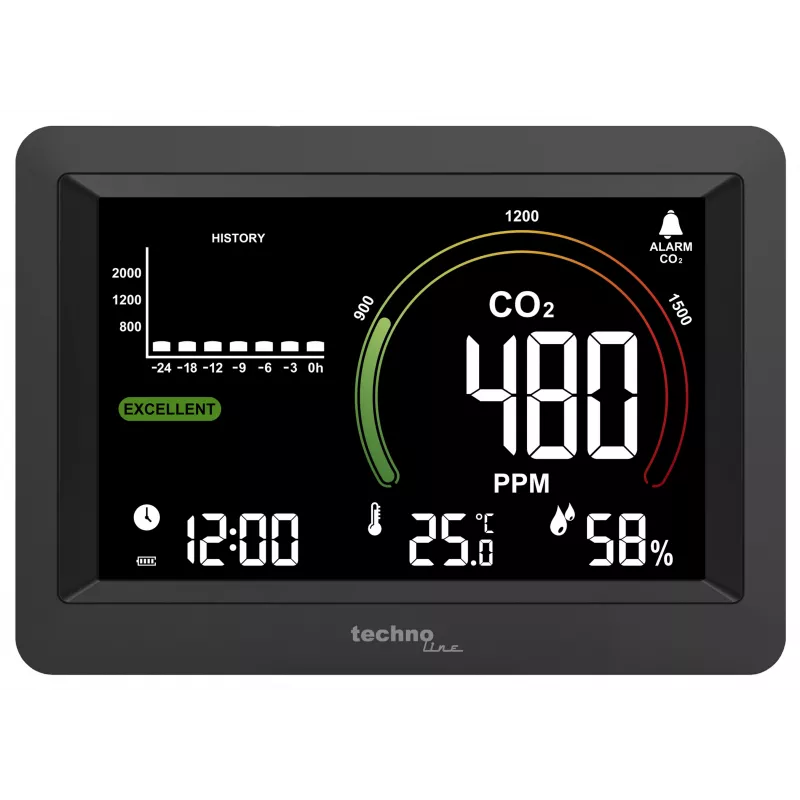 Technoline WL1028 CO2 monitor kvality ovzdušia s alarmom čierny