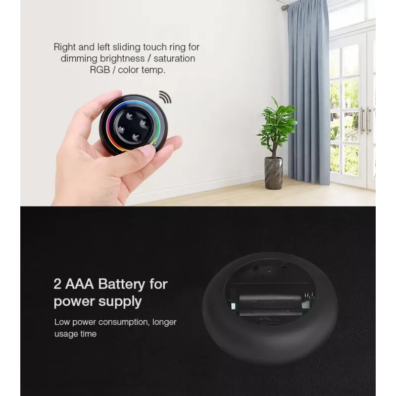 SYNERGY21 S2-g LED diaľkový ovládač RGB+CCT pre MiLight/MiBoxer, 4 zóny, 2,4GHz, sivý