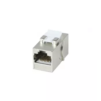 SYNERGY21 S216317V4 Cat6A tienený RJ45 Keystone spojovací modul, konektor samica na konektor samica, Slimline krátky, kovové puzdro