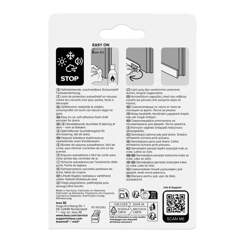tesamoll UNIVERSAL tesniaca páska na dvere biela 38 mm x 1 m (05422-00100-01)
