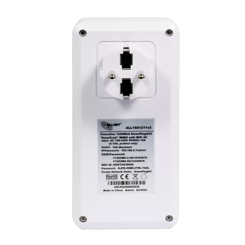 ALLNET Powerline 1200 Mbit HomePlug AV2 SmartLink MIMO s Wi-Fi AC (ALL1681211v2)