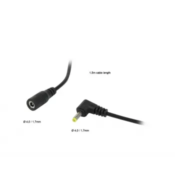 ALLNET DC predlžovací napájací kábel 4,0mm x 1,7mm konektor samec na konektor samica 1,5m čierny ALL-Adapt-Ext4.00-1500