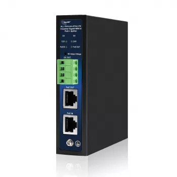 ALLNET Priemyselný PoE splitter/extractor IEEE 802.3bt Type 4, 90W, 5V/9V/12V/24V voliteľný výstup, Gigabit Ethernet, montáž na DIN lištu/stenu (ALL-PSI104G-BT90-PD)