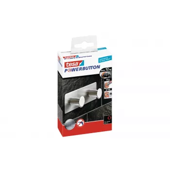 Tesa Powerbutton Classic Dvojitý háčik 12kg chróm 59333-00000-01