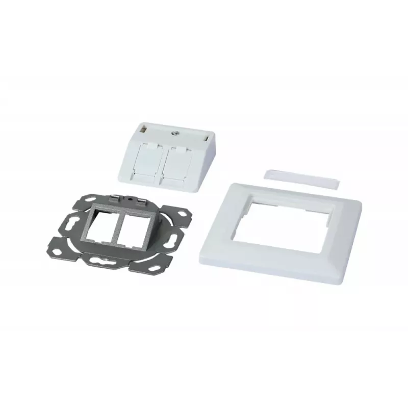 SYNERGY21 Keystone modulový nosič pod omietku pre 2xTP modul čistá biela okrúhly S216330V3