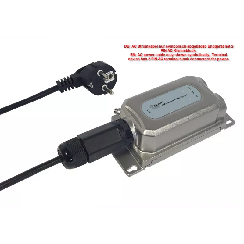 ALLNET Outdoor PoE injektor IP67 IEEE 802.3bt 60W kovové puzdro ALL-PI2013Ov2BT60