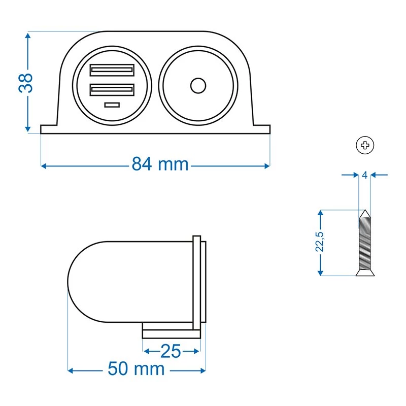 IWH 12/24V autozásuvka s 2 USB portami, 4,2A celkový výstup (019010)