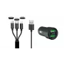IWH Dual USB auto nabíjačka 3-in-1 12/24V 3,4A čierna (19061)