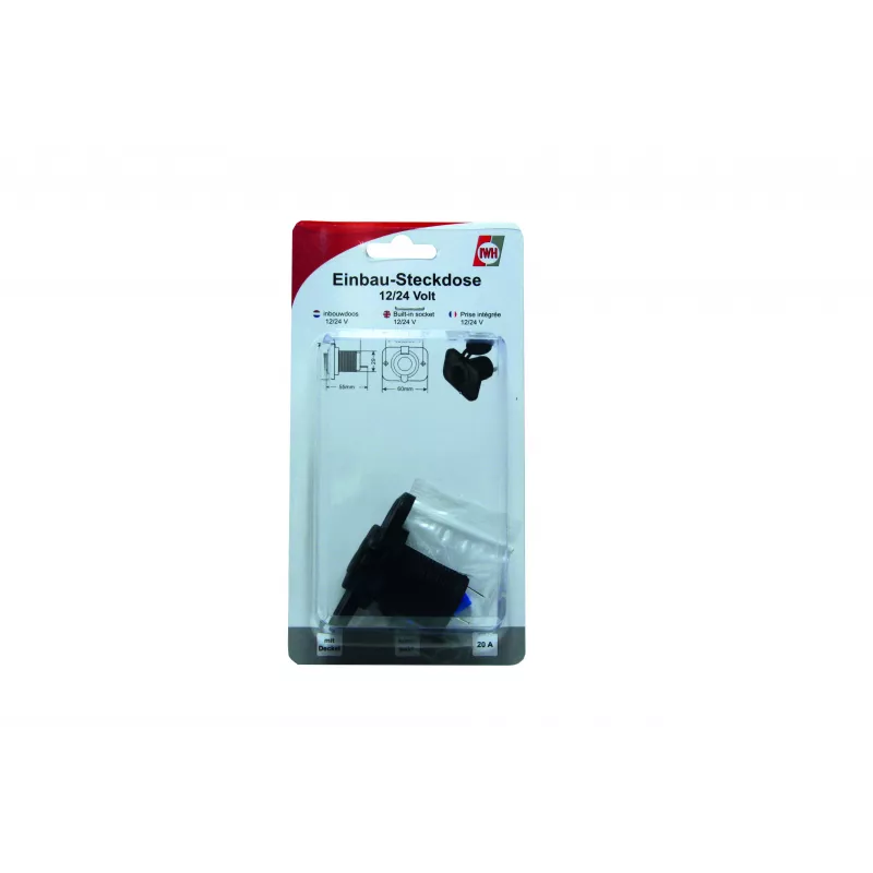 IWH Zásuvka pod omietku 12/24V-DC, max. 20A, typ zapaľovača, čierna 19002