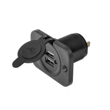 IWH USB dvojitá vstavaná zásuvka 12/24V 2,1A 2x USB-A čierna 019006