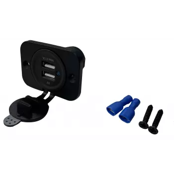 IWH USB dvojitá vstavaná zásuvka 12/24V 2,1A 2x USB-A čierna 019006