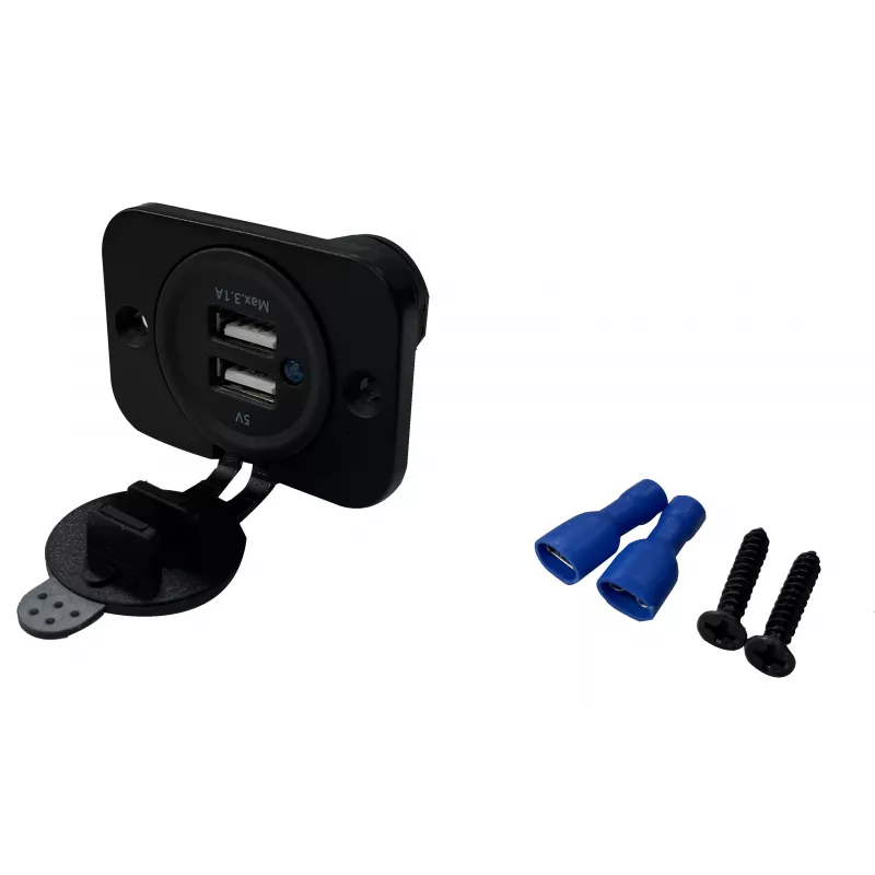 IWH USB dvojitá vstavaná zásuvka 12/24V 2,1A 2x USB-A čierna 019006