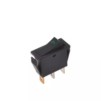 IWH kolískový spínač zelený 12V/24V 10A SPST LED osvetlený panelová montáž 19030