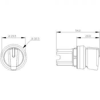 Siemens SIRIUS ACT 3SU1002-2BN10-0AA0 otočný spínač, 22mm, 3-polohový, aretovaný, krátka otočná rukoväť, čierna, osvetliteľný