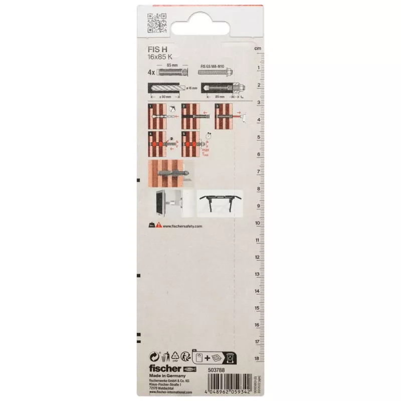 Fischer FIS H 16 x 85 K K NV injektážna kotvová objímka, plast, 1 sada (503788)