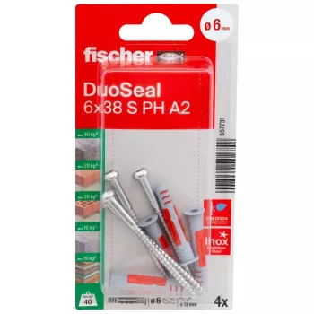 fischer DuoSeal 6 x 38 S PH TX A2 K NV sada hmoždiniek (4 ks) 557731