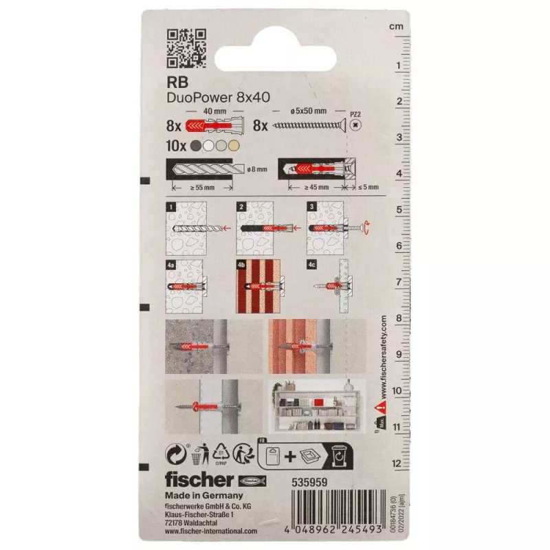 Fischer 535959 DuoPower 8 x 40 RB K NV montážna sada 40 mm 8 mm 1 sada