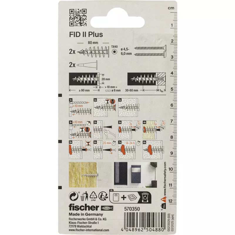 Fischer FID II Plus izolačná hmoždinka 80 mm, 2 kusy 570350
