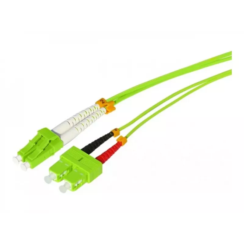 Tecline HD OM5 sklenené vlákno patch kábel, LC Duplex na SC Duplex, 50/125 µm, limetkovo zelená, 10 m 796LS10