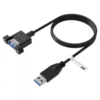 EFB Elektronik USB 3.0 predlžovací kábel, USB-A konektor samec na USB-A konektor samica pre panelovú montáž, 1,8 m, čierny K5265SW.1V2
