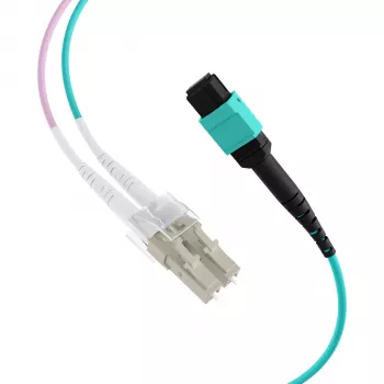 EFB MTP na LC 12-vláknový OM3 LSZH Aqua fan-out patch kábel, 7,5 m MTPF12LCOM3-7,5