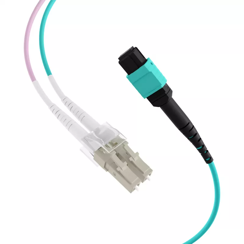 EFB MTP na LC 12-vláknový OM3 LSZH Aqua fan-out patch kábel, 7,5 m MTPF12LCOM3-7,5