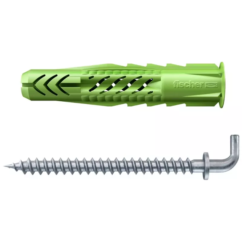 Fischer 532701 UX Green 10 x 60 R WH K NV univerzálna hmoždinka sada so skrutkou a L-hákom, 10 mm x 60 mm, 1 sada