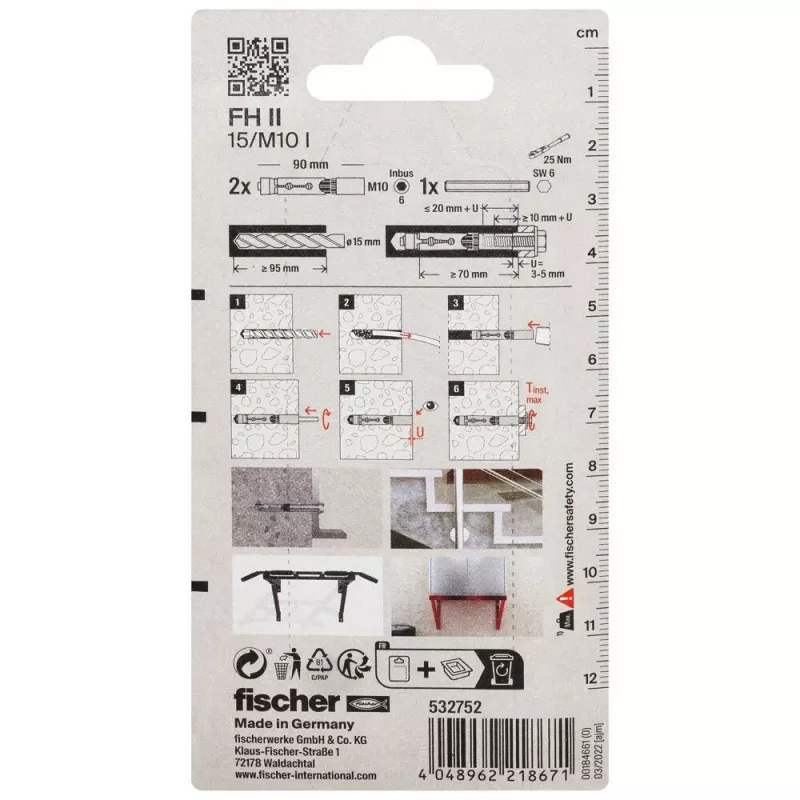 Fischer FH II 15/M10 I K NV vysokovýkonná kotva, 1 sada (532752)