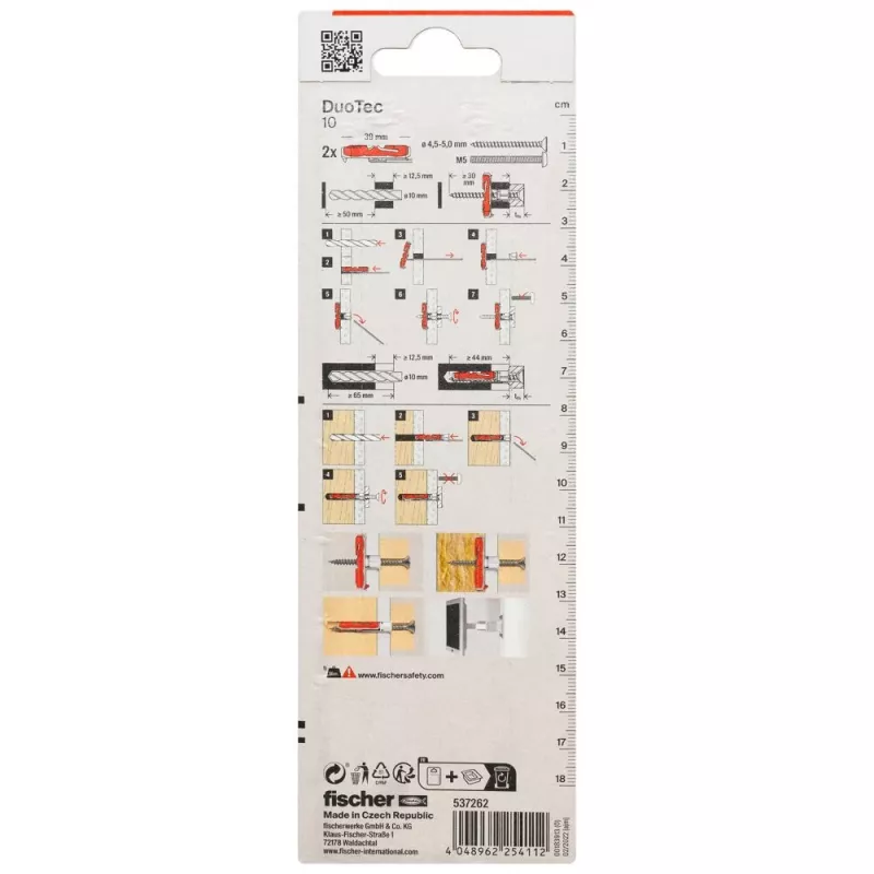 Fischer DuoTec 10 K NV dutinová hmoždinka 50 mm so skrutkou, 1 sada 537262