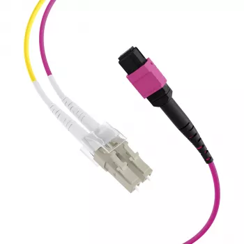MPO-PLUS (F) na LC trunk kábel OM4 12 vlákien Typ B LSZH Erika Violett 10m MPOF12LCOM4-10
