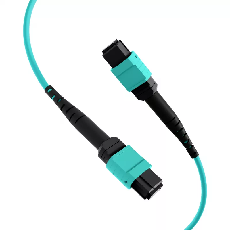 EFB Elektronik MPOF12MPOFOM3-3 MPO-PLUS konektor samica na MPO-PLUS konektor samica OM3 12-vláknový Typ B LSZH Aqua patch kábel, 3 m