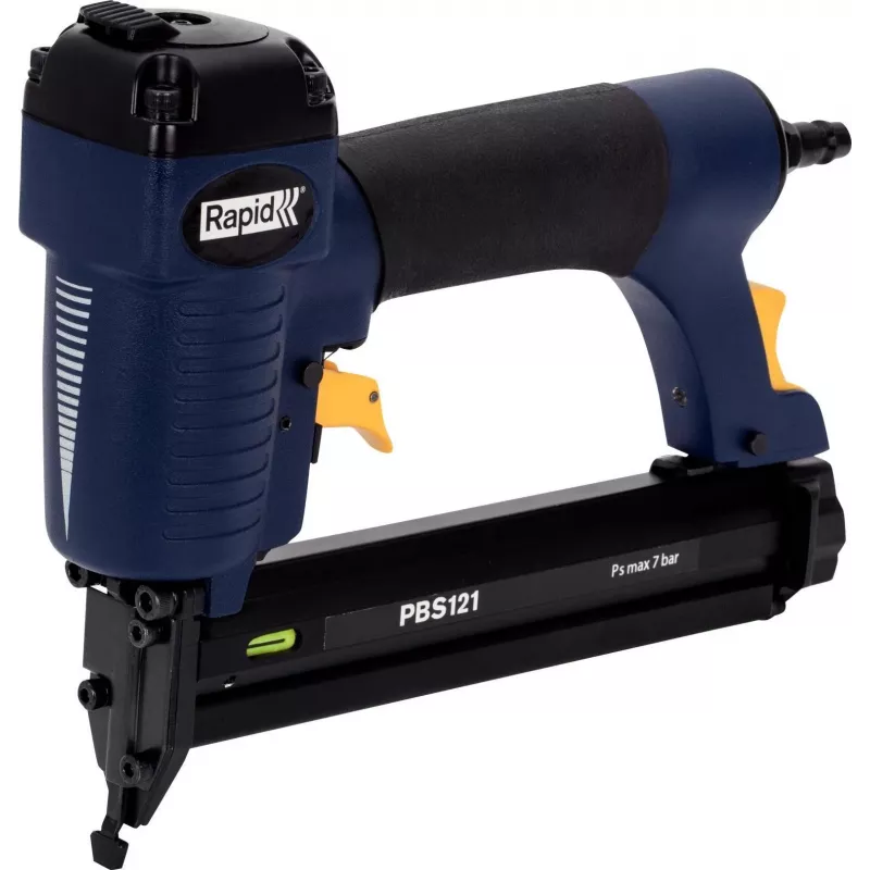 RAPID TOOLS pneumatická nastreľovačka a sponkovačka PBS121 modrá/žltá s kufrom pre typ 606 sponiek (12-30 mm) a typ 8 klincov 5000053
