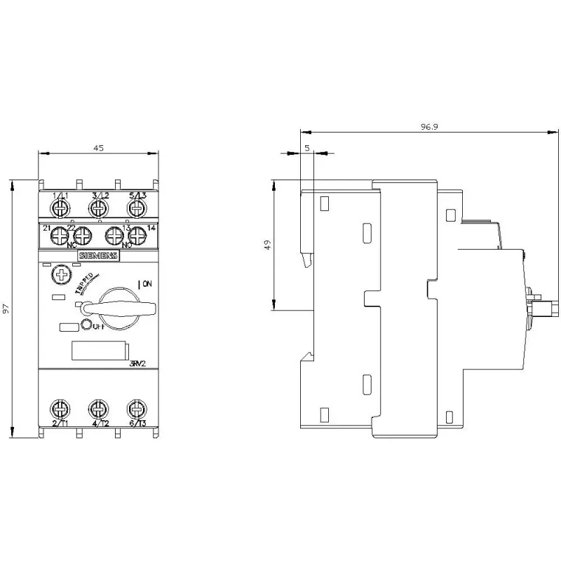SIEMENS 3RV2021-1KA15 Ističový istič