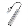 LogiLink USB 3.0 hub, 7-portový, 4x USB-A 3x USB-C, hliníkové puzdro