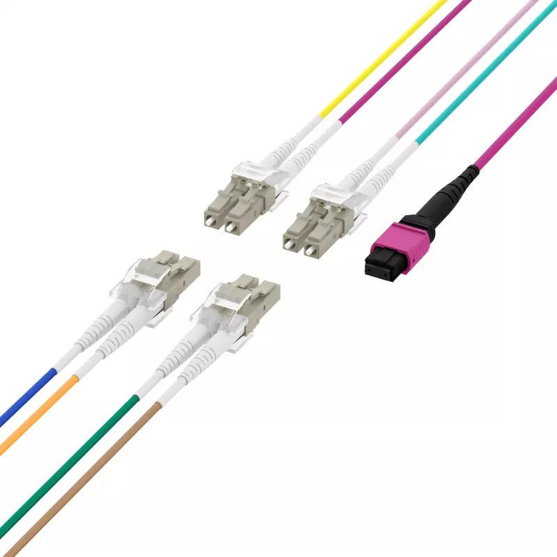 EFB Elektronik MPO-PLUS(F)-LC trunk kábel OM4 8 vlákien Typ B LSZH vreskovo-fialová 2m MPOF08LCOM4-2