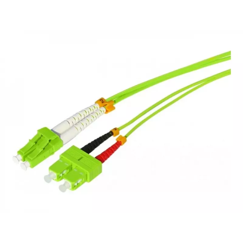 Tecline HD OM5 50/125 µm multimódový optický patch kábel, LC duplex na SC duplex, limetkovozelená, 3,0 m 796LS03