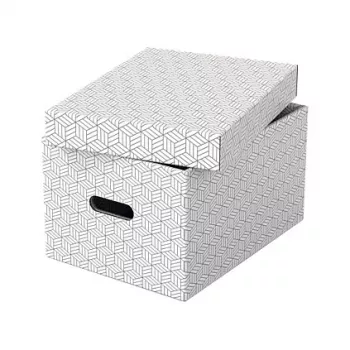 LEITZ 628282 úložná krabica Home Medium, 3-dielna sada, biela, 100% recyklovaná vlnitá lepenka, odnímateľné veko, stohovateľná