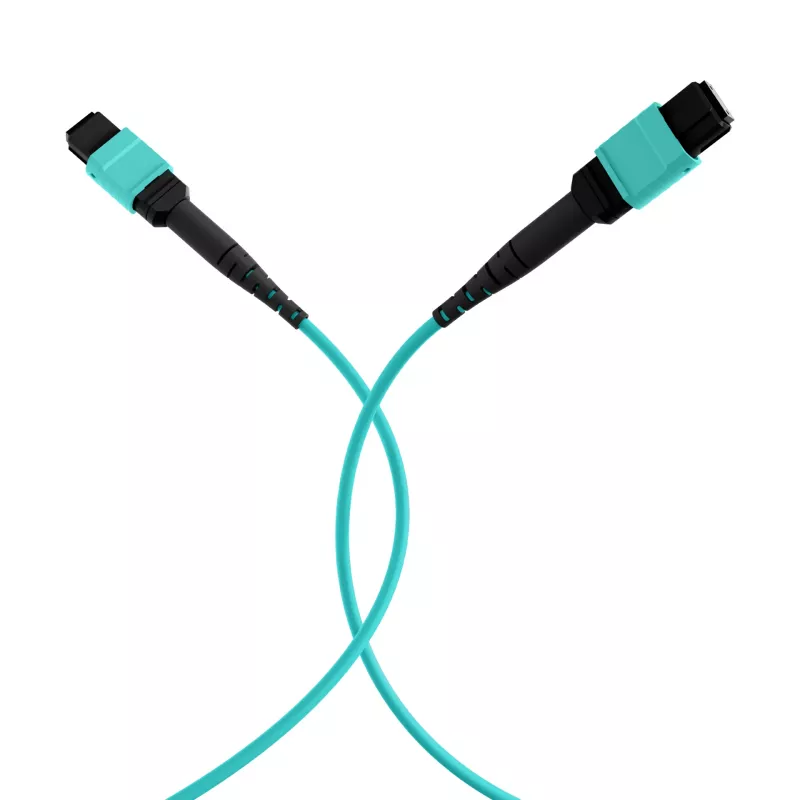 EFB Elektronik MPO-PLUS konektor samica na MPO-PLUS konektor samica patch kábel, OM3 multimódový, 12 vlákien, Typ B, LSZH aqua, 5m MPOF12MPOFOM3-5